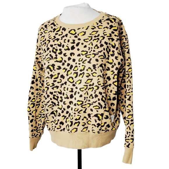 H&M Tops - H&M Sweater Leopard Print University Sorority Loungewear Cotton Black Brown M